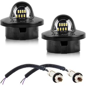 Gempro Led License Plate Light with Socket Wire Harness Compatible with Ford F150 F250 F350 F450 F550 Superduty Bronco Excursion Ranger Expedition Explorer Rear Tag Lamps