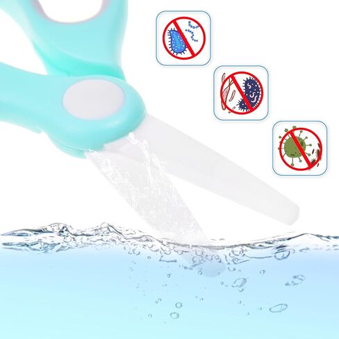 مقص طعام الأطفال من السيراميك - مقصات محمولة - قاطع طعام صحي مع غطاء غبار وحقيبة تخزين - يقطع اللحوم والدجاج والخضروات والفواكه (عبوتان) in Kuwait