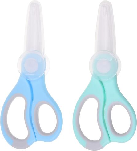 مقص طعام الأطفال من السيراميك - مقصات محمولة - قاطع طعام صحي مع غطاء غبار وحقيبة تخزين - يقطع اللحوم والدجاج والخضروات والفواكه (عبوتان) in Kuwait