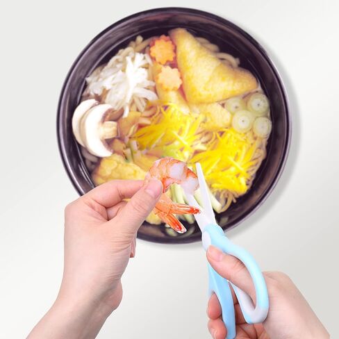 مقص طعام الأطفال من السيراميك - مقصات محمولة - قاطع طعام صحي مع غطاء غبار وحقيبة تخزين - يقطع اللحوم والدجاج والخضروات والفواكه (عبوتان) in Kuwait