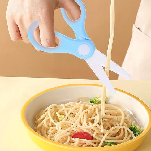 مقص طعام الأطفال من السيراميك - مقصات محمولة - قاطع طعام صحي مع غطاء غبار وحقيبة تخزين - يقطع اللحوم والدجاج والخضروات والفواكه (عبوتان) in Kuwait