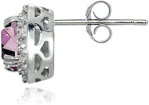 Sterling Silver Genuine, Created or Simulated Gemstone Round Halo Stud Earrings for Women in Kuwait
