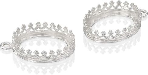 Jewelry Making Findings 925 Sterling Silver Antique Style 10 x 14 mm Bezel Oval Crown Setting for Pendants Charms or Earrings, 2 Pcs in Kuwait