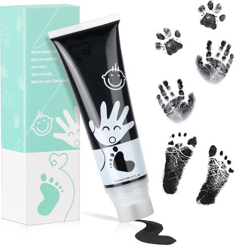 75ml Blue Baby Hand and Footprint Ink Kit, Baby Handprint Footprint Paint, Dog Cat Paw Print Kit, Washable, Non Toxic Acid-Free, Safe Gentle for Home Christmas New Year DIY Keepsake Stamp in Saudi Arabia