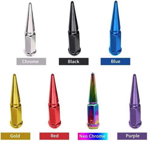 24Pcs M14x1.5 6 Inch Tall Spike Lug Nuts with 1 Socket Key Compatible with 2015-2019 Ford F150, 1999-2019 Chevrolet Silverado 1500, 1992-2019 Chevy Tahoe, 1994-2019 GMC Sierra 1500, Red in Kuwait
