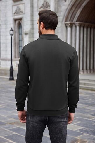 COOFANDY Mens Quarter Zip Pullover Quilted Sweatshirt Long Sleeve Mock Neck Sweater Polo Half Zip Pullover with Pocket in Saudi Arabia