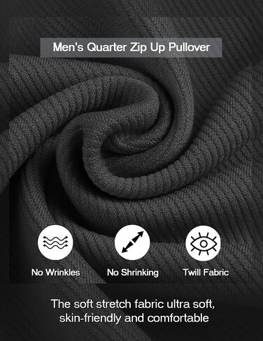 COOFANDY Mens Quarter Zip Pullover Quilted Sweatshirt Long Sleeve Mock Neck Sweater Polo Half Zip Pullover with Pocket in Saudi Arabia