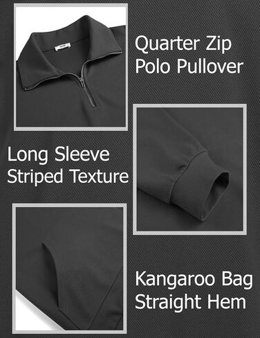 COOFANDY Mens Quarter Zip Pullover Quilted Sweatshirt Long Sleeve Mock Neck Sweater Polo Half Zip Pullover with Pocket in Saudi Arabia