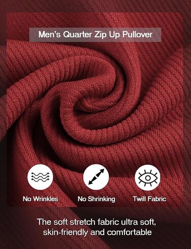 COOFANDY Mens Quarter Zip Pullover Quilted Sweatshirt Long Sleeve Mock Neck Sweater Polo Half Zip Pullover with Pocket in Kuwait