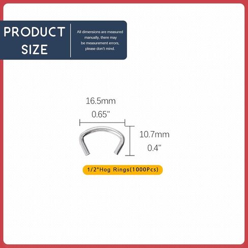 Hilitchi Galvanized Steel Hog Rings for Bungee Shock Cords Animal Pet Cages Bagging Traps Sausage Casing Meat Bags Fencing Railing and More(1/2-1000PCS) in Kuwait