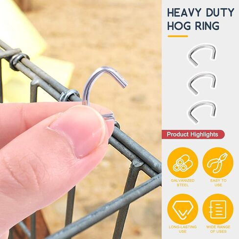 Hilitchi Galvanized Steel Hog Rings for Bungee Shock Cords Animal Pet Cages Bagging Traps Sausage Casing Meat Bags Fencing Railing and More(1/2-1000PCS) in Kuwait