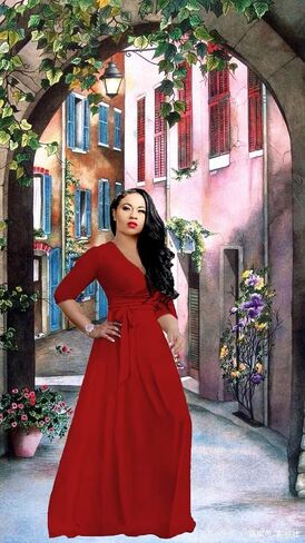 LightlyKiss Plus-Size Maxi Dresses for Women African Summer 3/4 Sleeves Beach Sundress with Pockets in Kuwait