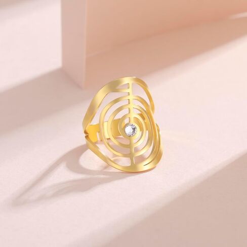Dreamtimes Cho Ku Rei Reiki Ring Protection Healing Symbol Yoga Rings For Women Sacred Geometry Stainless Steel Energy Yoga Power Ring Sacred Geometry Amulet in Saudi Arabia
