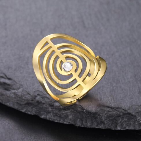Dreamtimes Cho Ku Rei Reiki Ring Protection Healing Symbol Yoga Rings For Women Sacred Geometry Stainless Steel Energy Yoga Power Ring Sacred Geometry Amulet in Saudi Arabia
