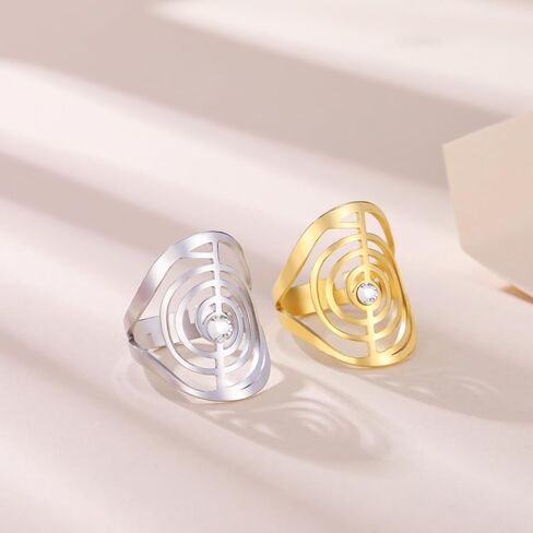 Dreamtimes Cho Ku Rei Reiki Ring Protection Healing Symbol Yoga Rings For Women Sacred Geometry Stainless Steel Energy Yoga Power Ring Sacred Geometry Amulet in Saudi Arabia