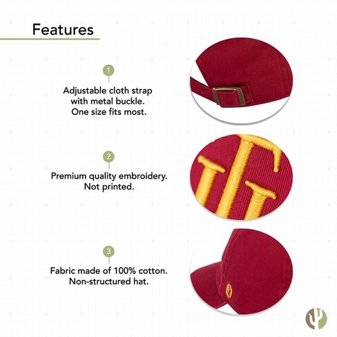 Desert Cactus Tuskegee University Baseball Hat Golden Tigers Brimmed Embroirderd Hats Cap Adjustable Cloth Strap Adult (Style D) in Saudi Arabia