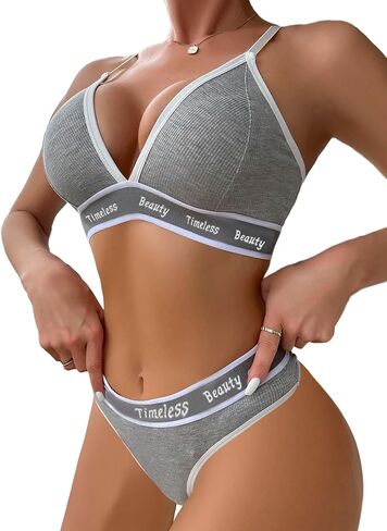 Avidlove Womens Lingerie Contrast Matching Workout Sports Bra and Panty Set 2 Piece Yoga Gym Bralette and Thong in Saudi Arabia
