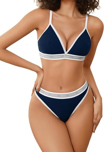 Avidlove Womens Lingerie Contrast Matching Workout Sports Bra and Panty Set 2 Piece Yoga Gym Bralette and Thong in Saudi Arabia