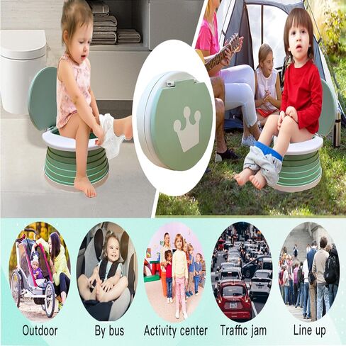 Travel Potty for Toddler, Portable and Foldable Toilet, Apply to Seat Emergency Toilet for Car, Camping, Outdoor, Indoor (grey, large) in Kuwait
