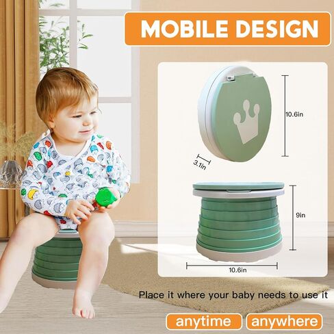 Travel Potty for Toddler, Portable and Foldable Toilet, Apply to Seat Emergency Toilet for Car, Camping, Outdoor, Indoor (grey, large) in Kuwait