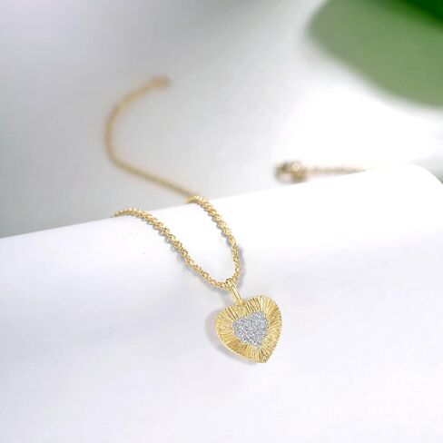 Santuzza 10K Yellow Solid Gold Miracle Plate Genuine Diamond Dainty Pendant Without Chain for Women in Saudi Arabia