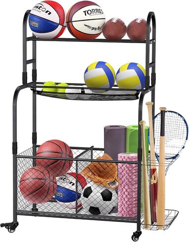 Ball Storage Rack with Elastic Cord Bottom | Sports Equipment Organizer | Easy-Access Ball Rack for Kids | Indoor and Outdoor Ball Rack for Home, School, Yard, Gym in Saudi Arabia