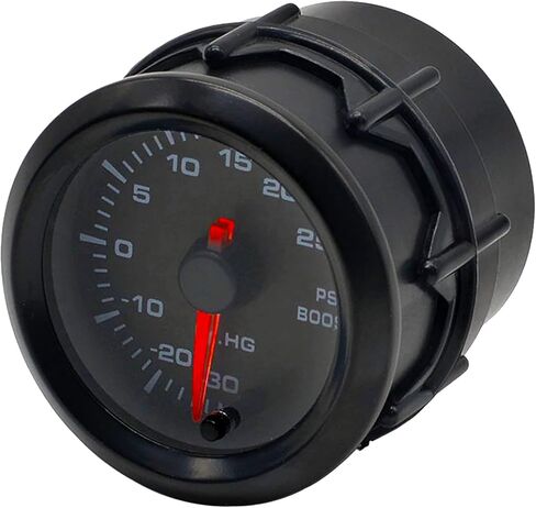 2-1/16 بوصة 52 مم مجموعة قياس التربو/الفراغ 30 رطل لكل بوصة مربعة مؤشر 7 ألوان وشاشة LED مناسبة لشاحنة السيارة بقرص أسود - عدسة شفافة in Kuwait