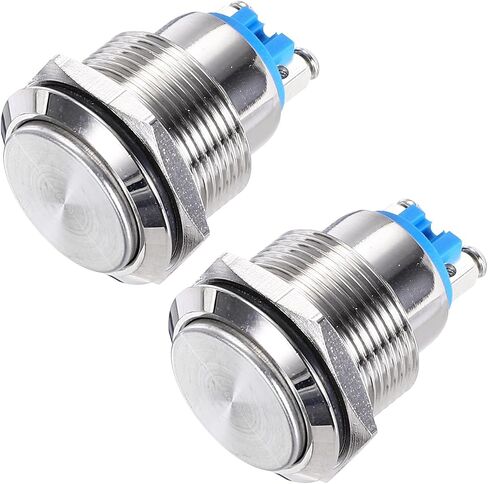 uxcell Latching Metal Push Button Switch 16mm Mounting Dia 1NO Silver LED Light, High Head, 2pcs in Saudi Arabia