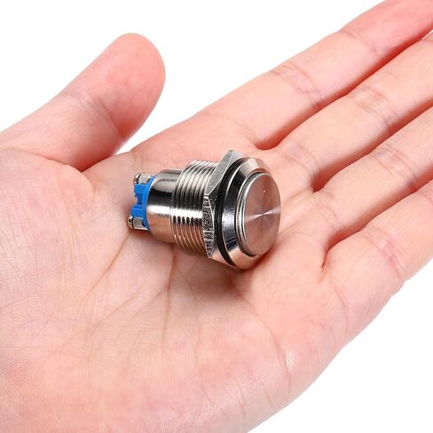 uxcell Latching Metal Push Button Switch 16mm Mounting Dia 1NO Silver LED Light, High Head, 2pcs in Saudi Arabia