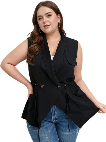 Women's Plus Size Vest Sleeveless Casual Long Cardigan Vests in Saudi Arabia