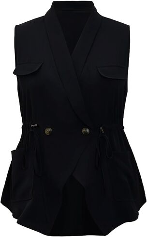 Women's Plus Size Vest Sleeveless Casual Long Cardigan Vests in Saudi Arabia