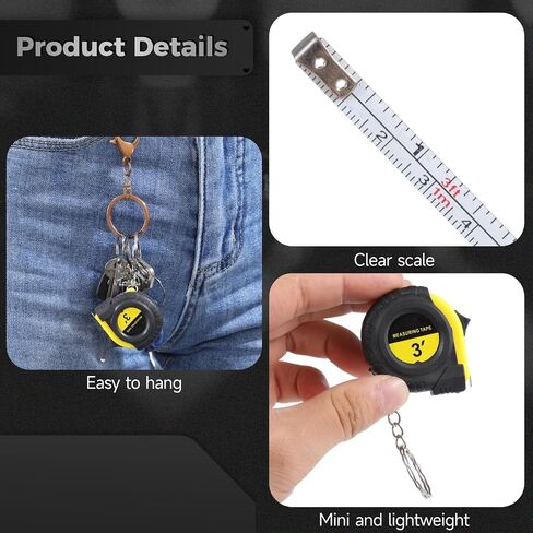 80 PCS Small Tape Measure Keychains, 3 Ft Measuring Range Mini Retractable Measuring Tape Key Chains, Pocket Portable Measurement Tape Bulk in 4 Colors for Favors Birthday Gift Daily in Saudi Arabia