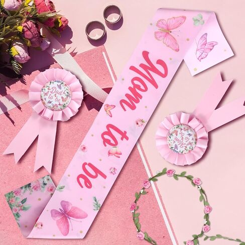 Pink Jungle Theme Baby Shower Decorations, Safari Jungle Animals Mom to Be Sash Dad to Be Corsage Pins, Wild Animal Gender Reveal Party Maternity Sets Pregnant Keepsake Prop Supplies in Kuwait