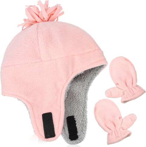 Geyoga Toddler Baby Winter Hat Mitten Set with Baby Unisex Cozy Fleece and Faux Sherpa Booties for 12 Month to18 Month in Saudi Arabia