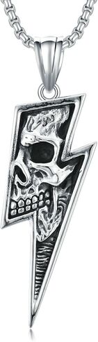 الجمجمة البرق قلادة 316L الفولاذ المقاوم للصدأ البرق قلادة خمر الجمجمة قلادة مجوهرات هدايا عيد الميلاد للرجال in Kuwait