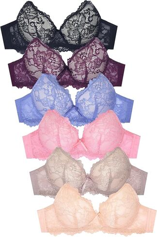 Mamia Women's Basic Lace/Plain Lace Bras (Pack of 6)- Various Styles (4478, 36B) in Saudi Arabia