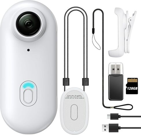 128GB FHD 1080P Mini Body Camera, Wearable Action Body Cam, Thumb Size Hands Free Recording Body Worn Camera, Premium Portable Camcorder Mount Anywhere for Work, Travel, Pet Walking (Black) in Kuwait