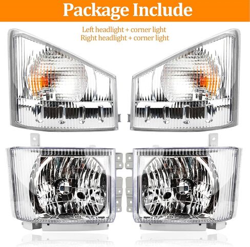 OLLEN Headlight & Corner Lamp Assembly, Compatible with ISUZU ELF NPR NPR-HD NQR NRR 2008-2020, Left Driver Side(Headlight & Corner Light) in Kuwait