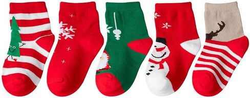 5 Pairs Christmas Socks Children Xmas Socks Crew Cotton Socks for 1-3/3-5/6-8/9-12 Children Toddlers Boys Girls in Kuwait