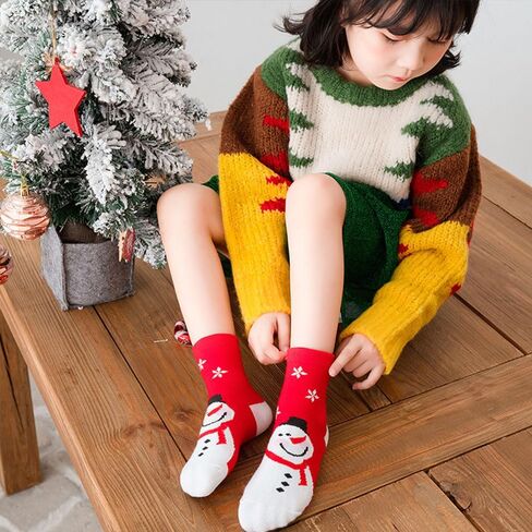5 Pairs Christmas Socks Children Xmas Socks Crew Cotton Socks for 1-3/3-5/6-8/9-12 Children Toddlers Boys Girls in Kuwait