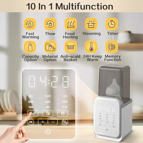 Bottle Warmer, AMZBABYCHEF Fast Baby Bottle Warmer for Breastmilk & Formula, Double Bottle Warmer for All Bottles with Smart Temperature Control, Keep 24H, Heat Baby Food in Saudi Arabia
