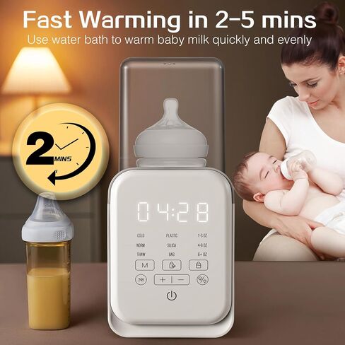 Bottle Warmer, AMZBABYCHEF Fast Baby Bottle Warmer for Breastmilk & Formula, Double Bottle Warmer for All Bottles with Smart Temperature Control, Keep 24H, Heat Baby Food in Saudi Arabia