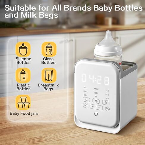 Bottle Warmer, AMZBABYCHEF Fast Baby Bottle Warmer for Breastmilk & Formula, Double Bottle Warmer for All Bottles with Smart Temperature Control, Keep 24H, Heat Baby Food in Saudi Arabia