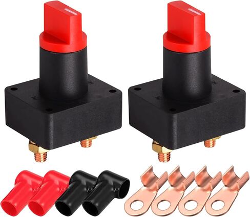 Ampper Battery Disconnect Switch, DC 12-48 V Battery Power Isolator Cut Off Master Switch Kit for Vehicles Motorcycles and More (100A, 2 Pack) in Kuwait