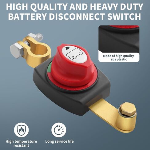 Top Post Battery Disconnect Switch 12V-48V, Car Battery Disconnect Switch Heavy Duty, Battery Cut Off Switch 12V with Anti-Corrosion Pad for Car, Vehicle, Rv, ATV Boat (Negative, On/Off) by XIOGZAXI in Saudi Arabia
