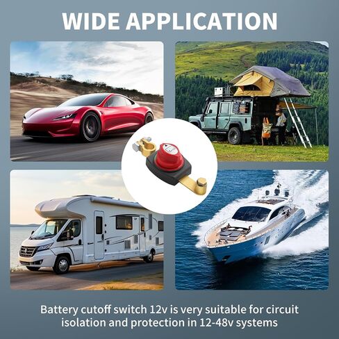 Top Post Battery Disconnect Switch 12V-48V, Car Battery Disconnect Switch Heavy Duty, Battery Cut Off Switch 12V with Anti-Corrosion Pad for Car, Vehicle, Rv, ATV Boat (Negative, On/Off) by XIOGZAXI in Saudi Arabia