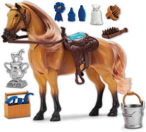 Sunny Days Entertainment Morgan Horse with Moveable Head, Realistic Sound and 14 Grooming Accessories - Blue Ribbon Champions Deluxe Toy Horses in Saudi Arabia