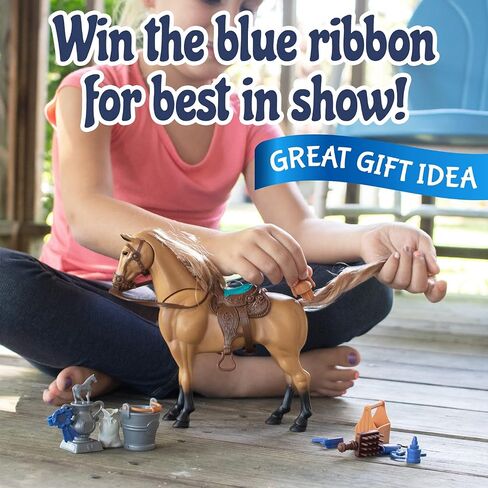 Sunny Days Entertainment Morgan Horse with Moveable Head, Realistic Sound and 14 Grooming Accessories - Blue Ribbon Champions Deluxe Toy Horses in Saudi Arabia