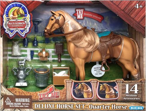 Sunny Days Entertainment Morgan Horse with Moveable Head, Realistic Sound and 14 Grooming Accessories - Blue Ribbon Champions Deluxe Toy Horses in Saudi Arabia