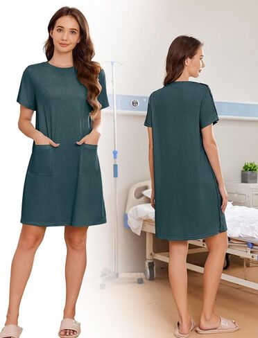 Deyeek Women's Post Shoulder Surgery dress Tear Away Short Sleeve Full Open Side Snap Adaptive Clothing with Pockets in Saudi Arabia